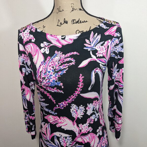 Lilly Pulitzer Onyx Wild Within UPF 50+ Sophie Dress Small Black Pink S - Picture 3 of 13